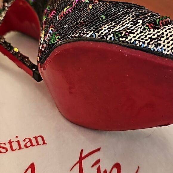 Christian Louboutin Pigalle Follies 100 Reversable Sequin Pointed Pumps 39.5 - Picture 5 of 12